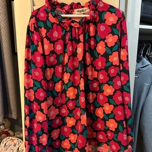 Haptics Women's Floral Blouse - Red and Orange